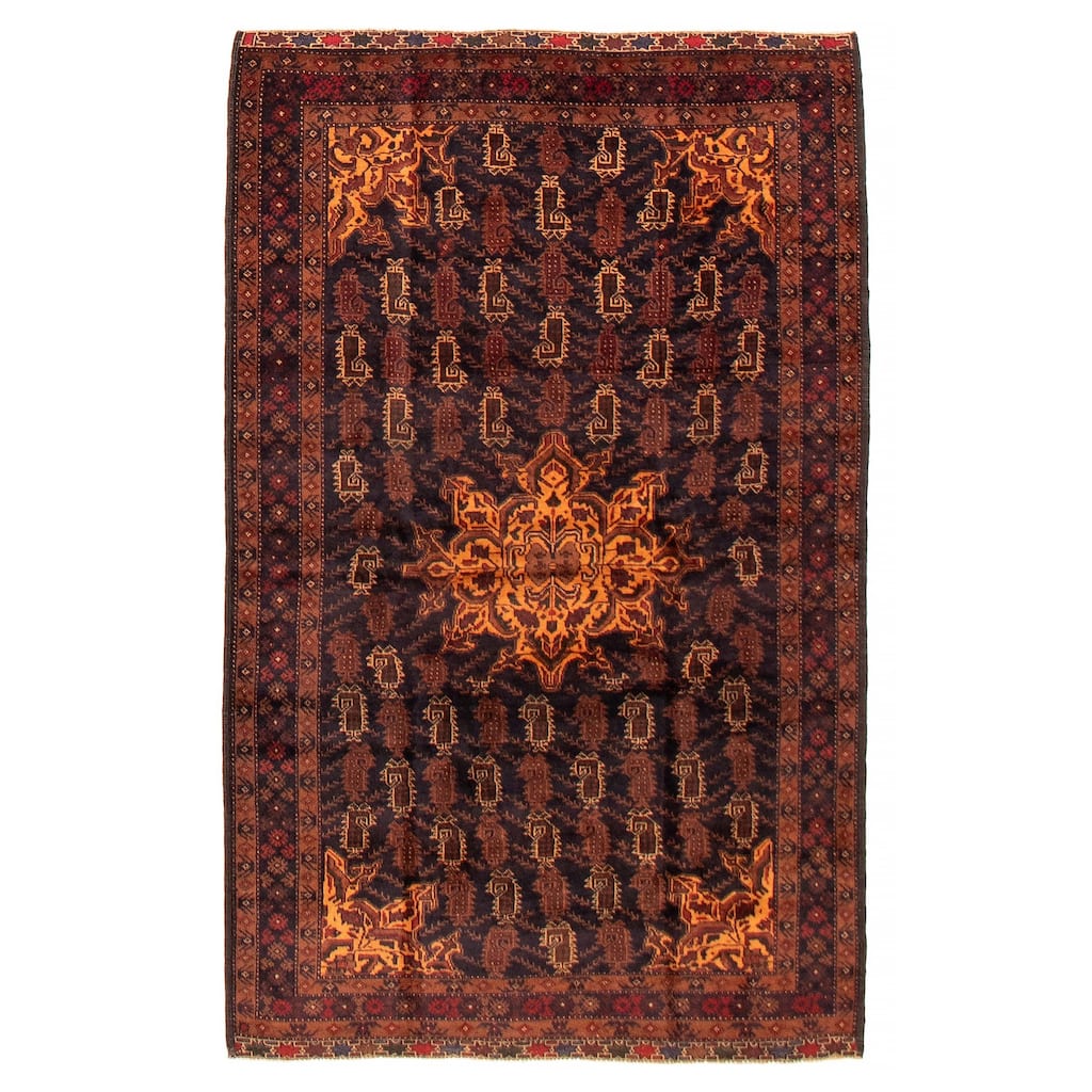 Teimani Black, Brown Rug 3'11" x 6'4" - 3'11 x 6'4