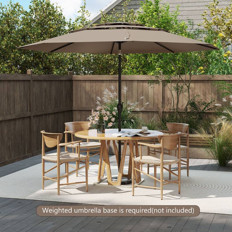 10 Ft Patio Umbrella with Crank and Tilt Vented Polyester Canopy for Backyard and Pool Shade