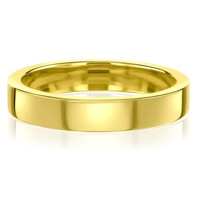 Kobelli 14k Solid Gold Plain 4mm Cigar Band Havana Ring