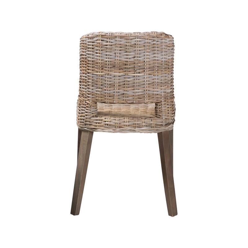 Magy Bohemian Natural Rattan/ Mahogany Wood Dining Chair