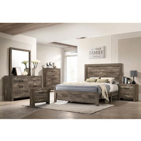 Furniture of America Justinna 6-pc. Rustic Natural Bedroom Set