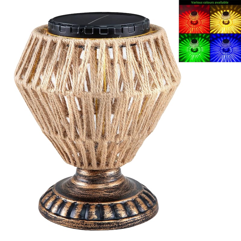 Retro Outdoor Indoor Waterproof Solar Power Lamp Handmade Woven Led Light