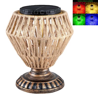 Retro Outdoor Indoor Waterproof Solar Power Lamp Handmade Woven Led Light