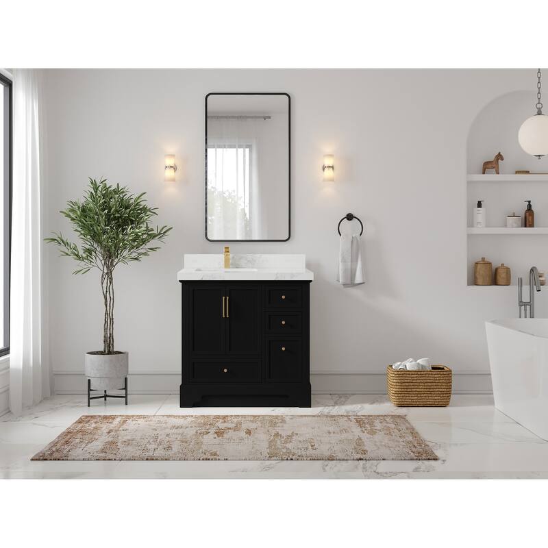 Willow Collections 36 in. W x 22 in. D Alys Left Offset Sink Bathroom Vanity with Countertop