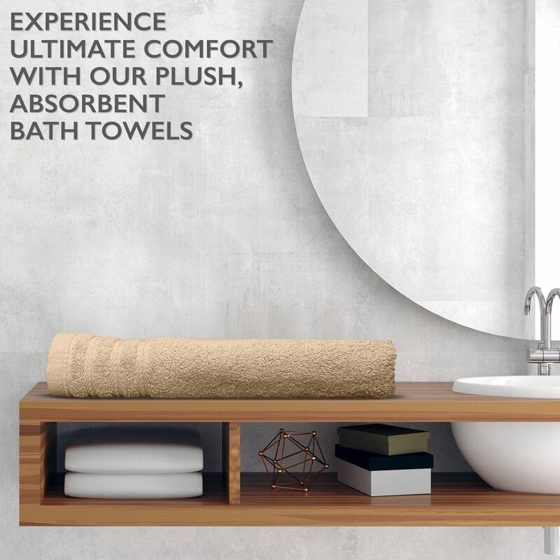 4 Piece Premium Cotton Bath Towels Set 27x54" Soft Absorbent - Taos Taupe