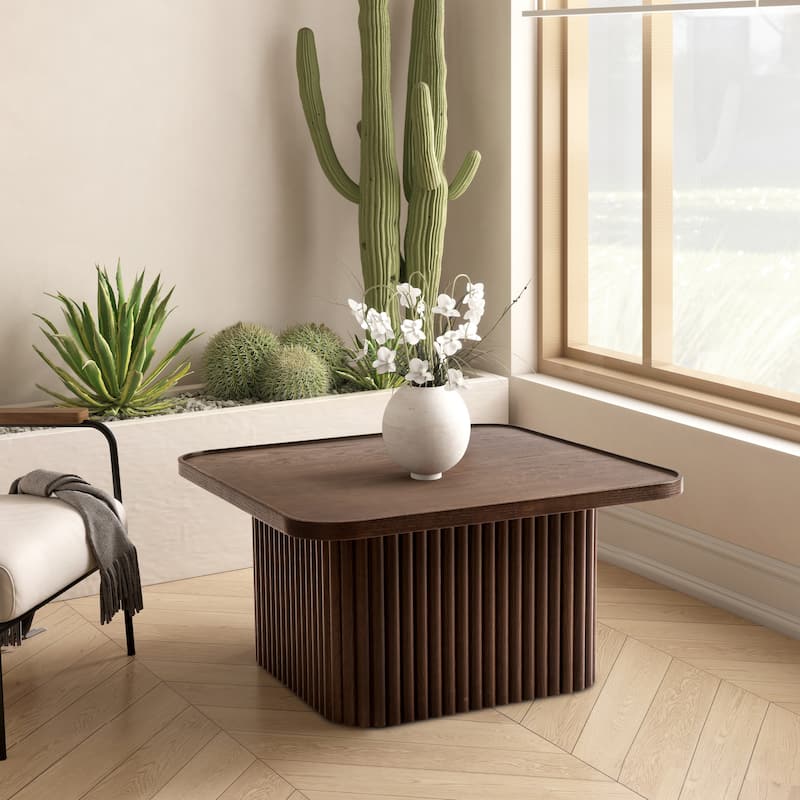 Pedestal Coffee Table with Fluted Base