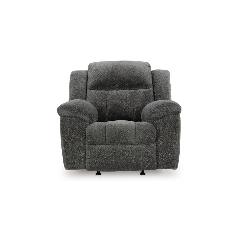 Briar Manual Rocker Recliner Chair, Dark Gray Polyester, Pillow Arms