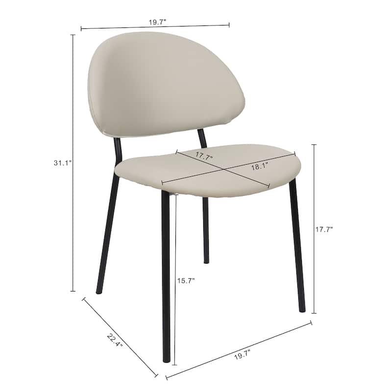 Manhattan Comfort Haven Vegan Leather Metal Side Chair - Set of 4