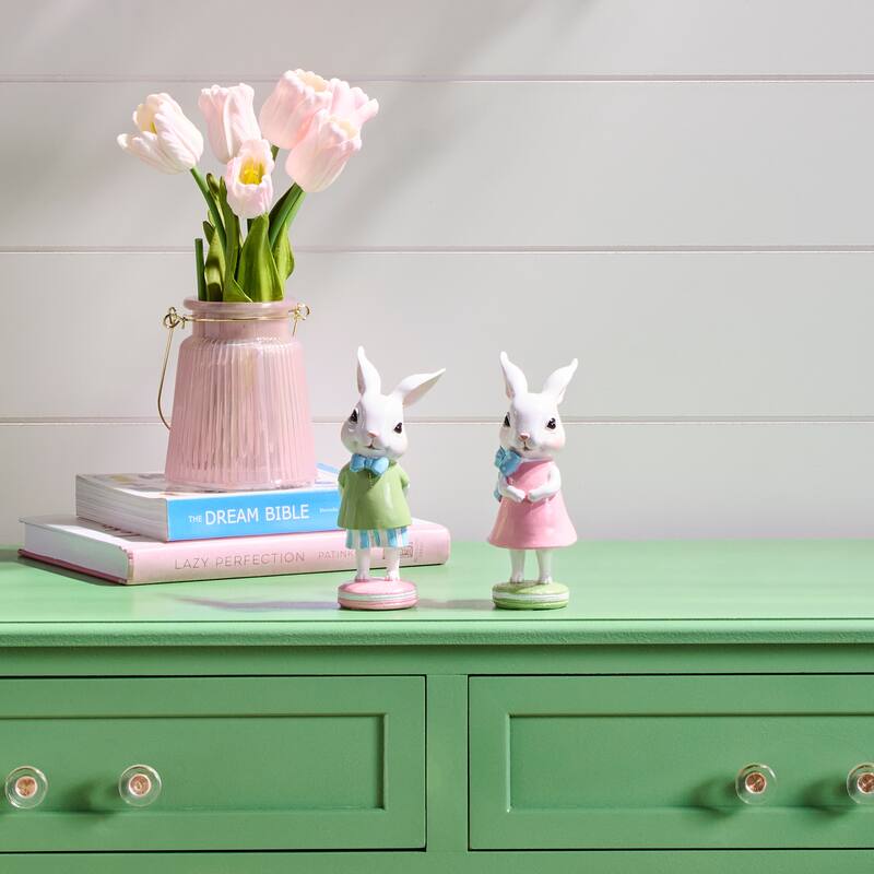 6.5" Resin Easter Bunny Set of 2