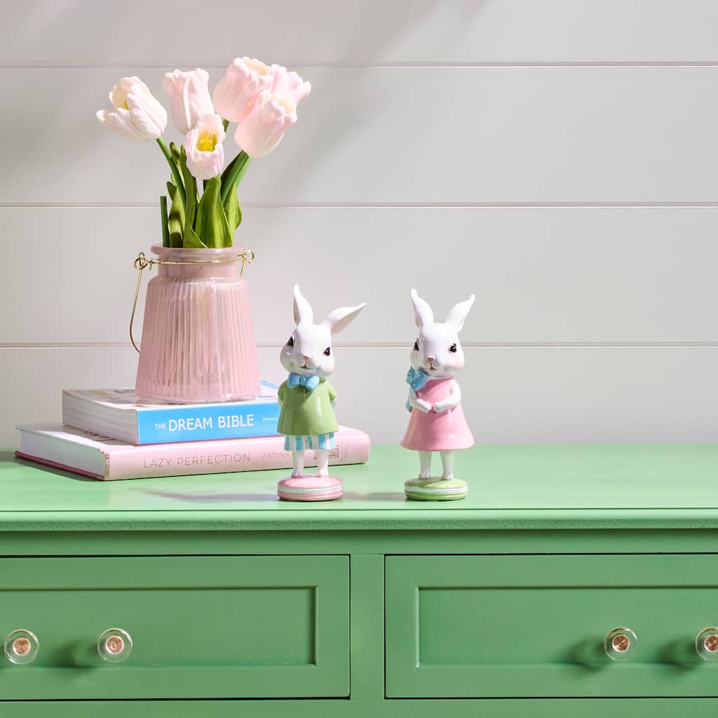 6.5" Resin Easter Bunny Set of 2