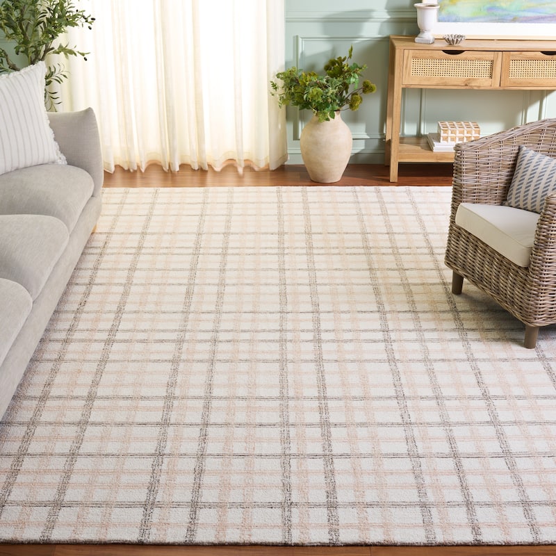 SAFAVIEH Handmade Ebony Sufiya Plaid Wool Rug