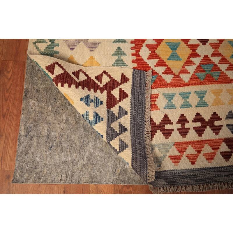 South Western Kilim Oriental Area Rug Flatweave Wool Carpet - 9'7" x 13'3"