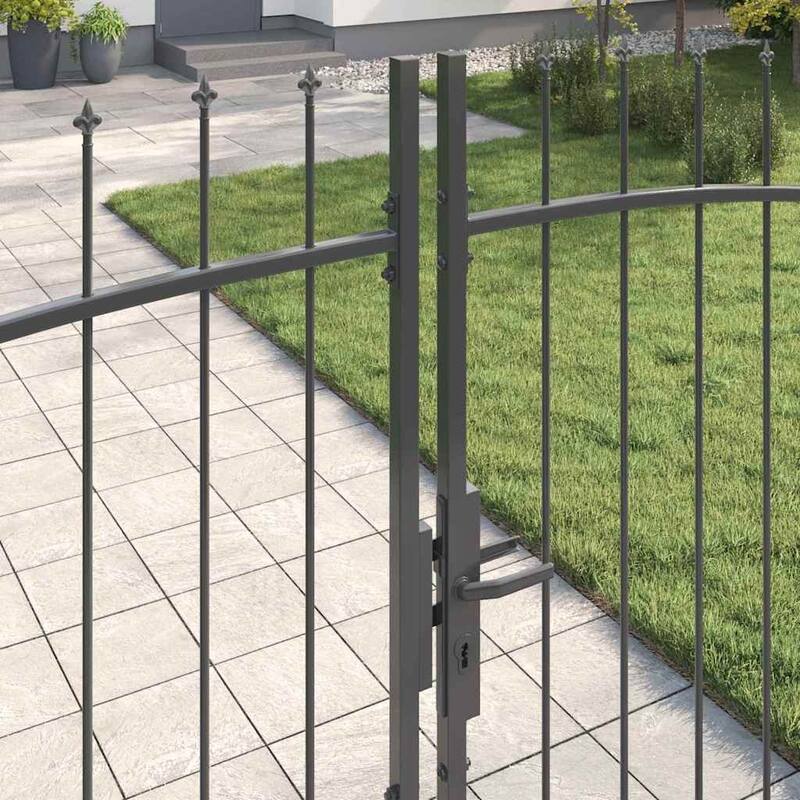 vidaXL Double Gate with Lock Grey 400 x 199.5 cm Steel