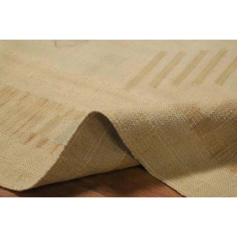 Hand Woven Oriental 100% Wool Carpet Southwestern Tribal Beige & Ivories Kilim Area Rug - 8' 5'' X 5' 11''