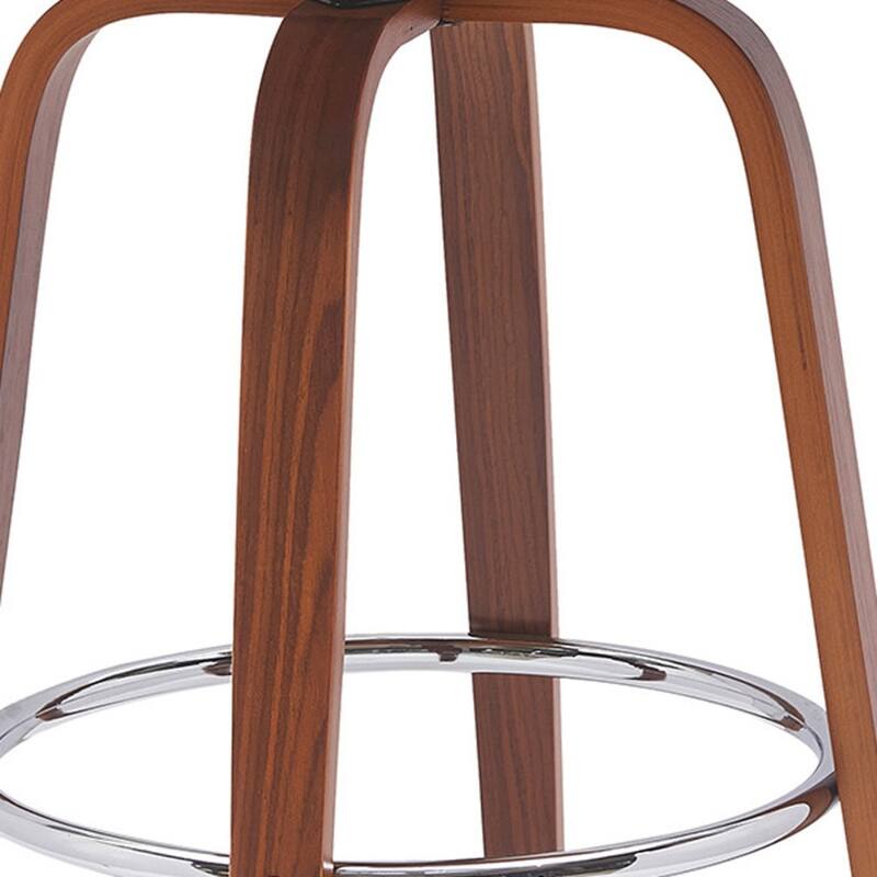 Faux Leather Armless Counter Height Bar Chair with Wood Frame, Swivel and Footrest