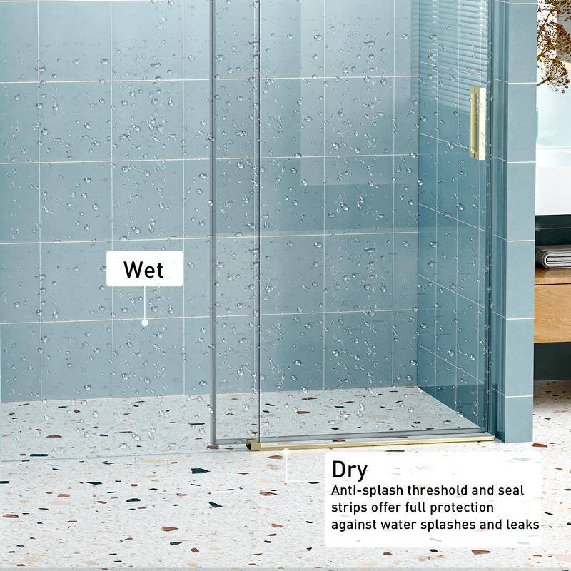 ABRUZZO 56-60" W x 76" H Frameless Soft-Closing Single Sliding Shower Door 1/4" (6mm) Explosion-Proof Tempered Glass