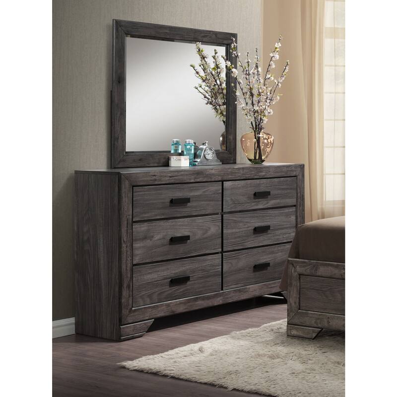 Hanover Bramble Hill 5-Piece Bedroom Furniture Set with King-Size Bed Frame in Weathered Gray Finish