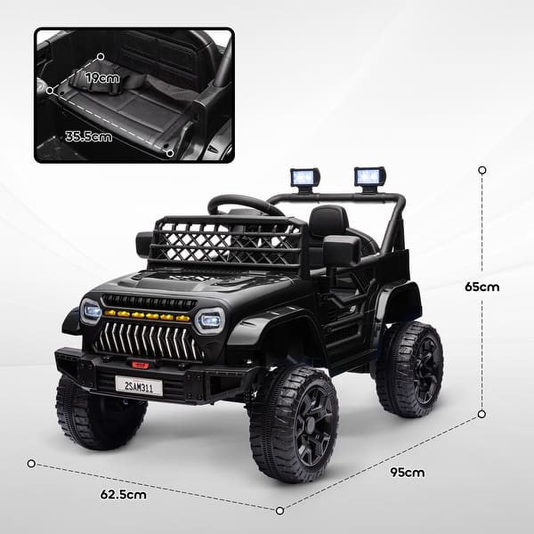 dimension image slide 1 of 6, 12V Kids Electric Car with Dual Motors, Remote Control, Music, and 60-Minute Run Time