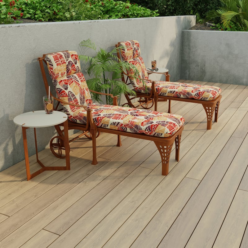 74" x 22" Outdoor Chaise Lounge Cushion with Ties and Loop - 74'' L x 22'' W x 5'' H