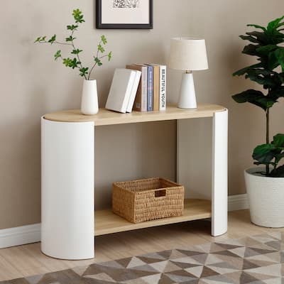 Modern Storage End Table with 2-Layer Storage Shelves for Small Spaces, Living Room, Bedroom