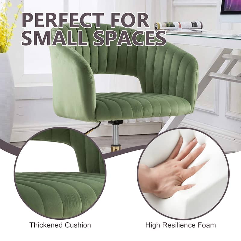 HOMEFUN Velvet Upholstered Swivel Adjustable Height Home Office Chair With Wheels