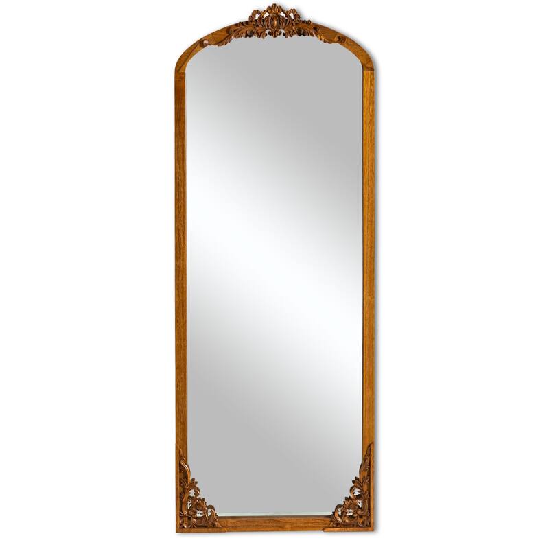 Lumioca Carved Solid Wood Arched Standing Mirror Wall Mirror