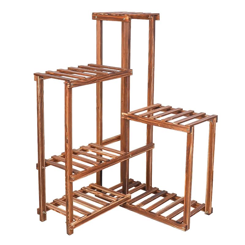 6 Tier Wood Plant Stand Holder Corner Flower Bonsai Display Rack