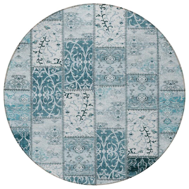 Alfifi Patchwork Weather Resistant Timeless Fusion Round Outdoor Rug