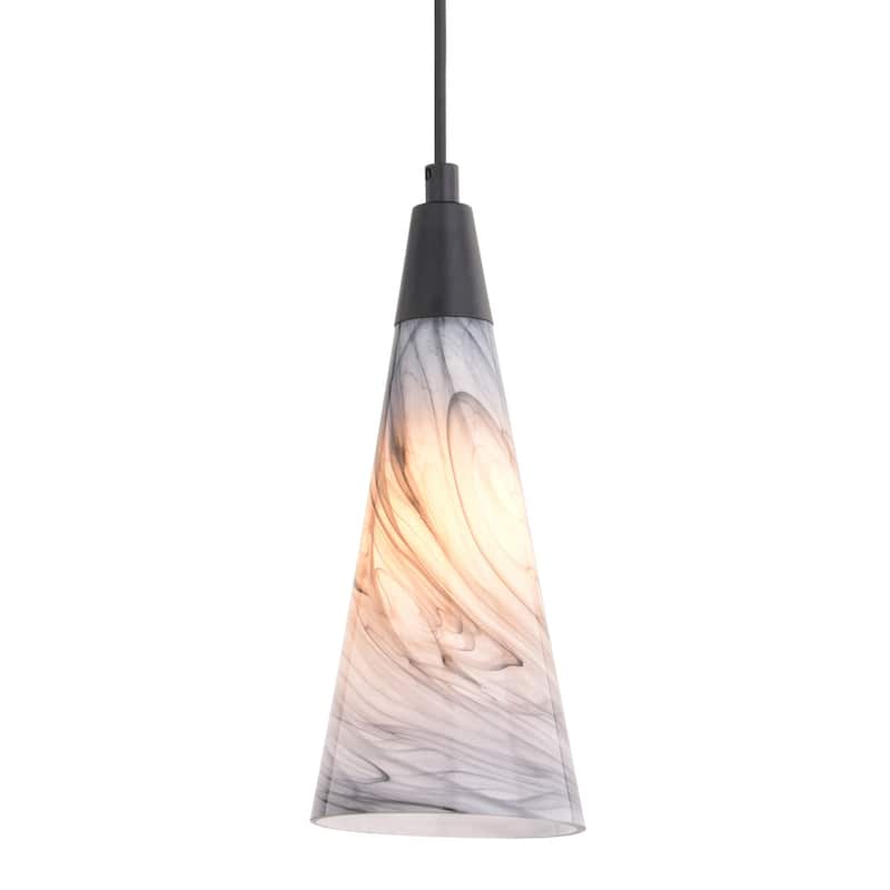 Vaxcel Lighting P0409 Milano 4" Wide Mini Pendant with Marble Glass - Matte Black