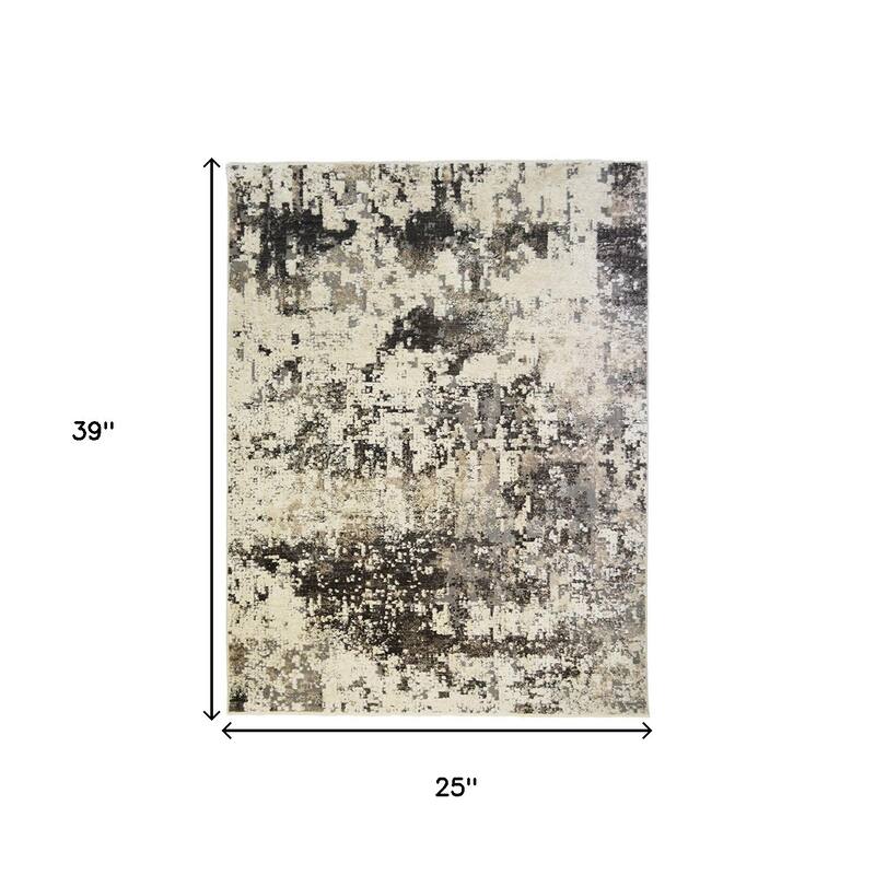 Cehup Distressed Abstract Modern Stain Resistant Woven with Fringe Area Rug By HomeRoots