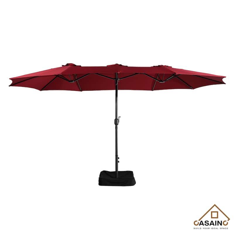 15-ft. Rectangular Crank Double-sided Large Outdoor Market Umbrella Patio Umbrella with Base Included