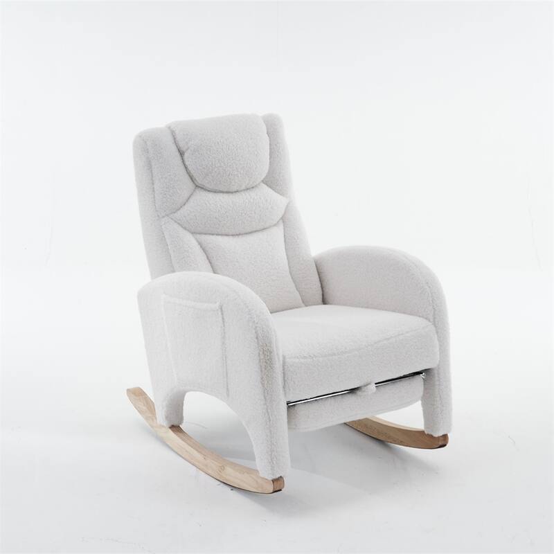 Ergonomic Fabric Nursery Rocking Chair With Adjustable Footrest