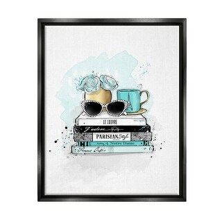 Stupell Turquoise Fashion Book Stack Framed Floater Canvas Wall Art ...