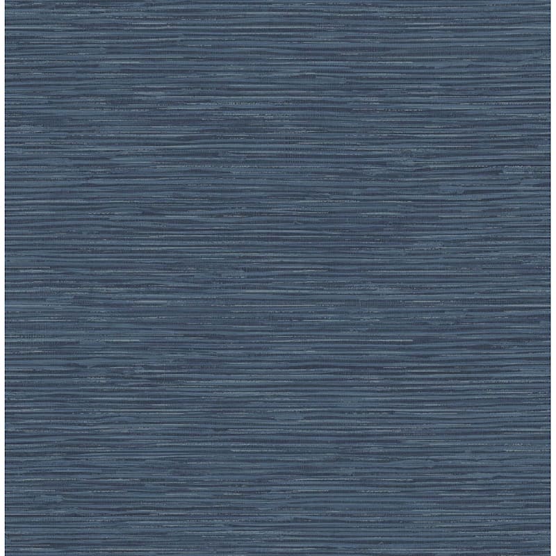 NextWall Cyrus Faux Grasscloth Peel and Stick Wallpaper - 20.5 in. W x 18 ft. L - Naval Blue & Metallic Silver
