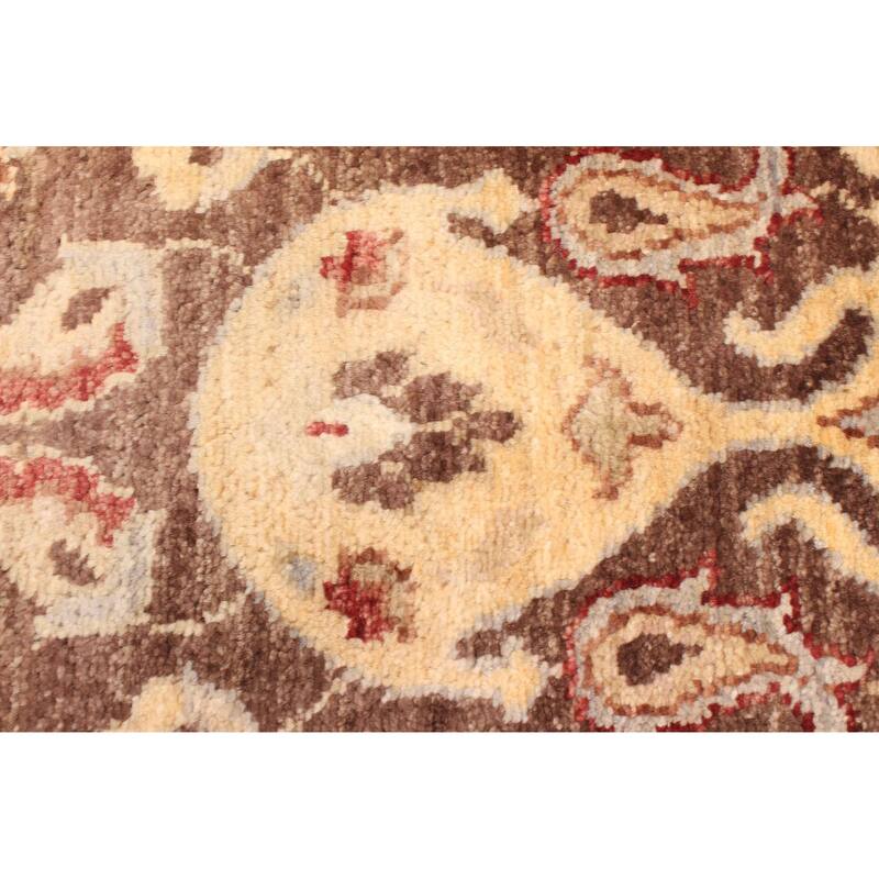 ECARPETGALLERY Hand-knotted Peshawar Ziegler Dark Brown Wool Rug - 8'0 x 9'10