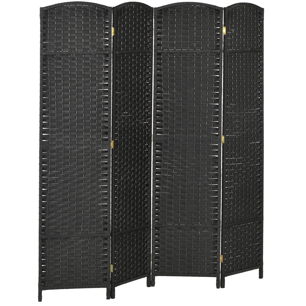 Room Divider, 4 Panel Folding Privacy Screen, 5.6' Tall Freestanding Partition for Home Office, Bedroom, Black