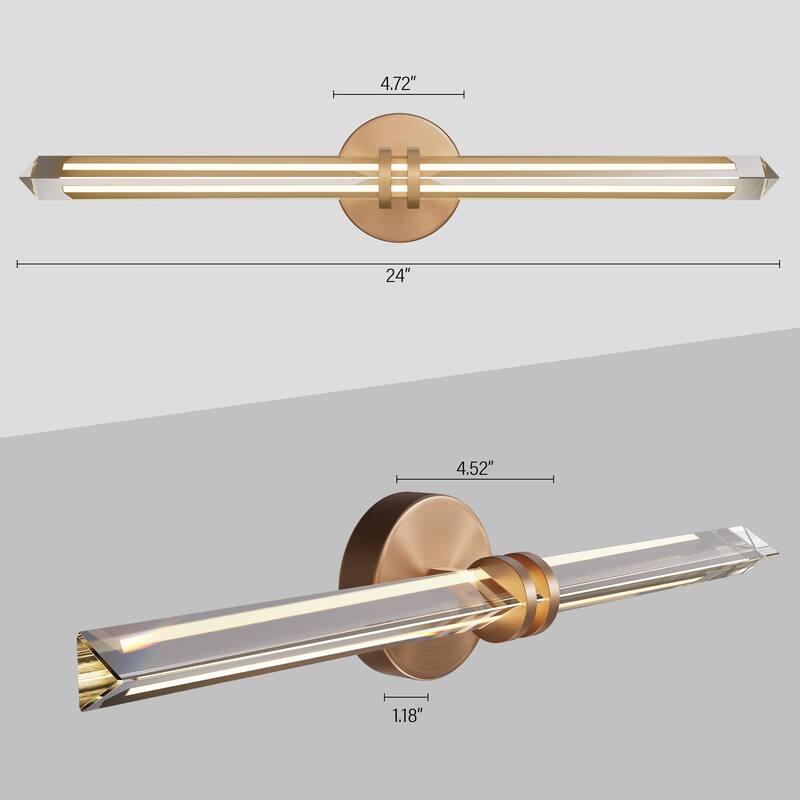KAYLA 18/24-inch -Triangular Pyramid Crystal Vanity Light - Copper Single Pack