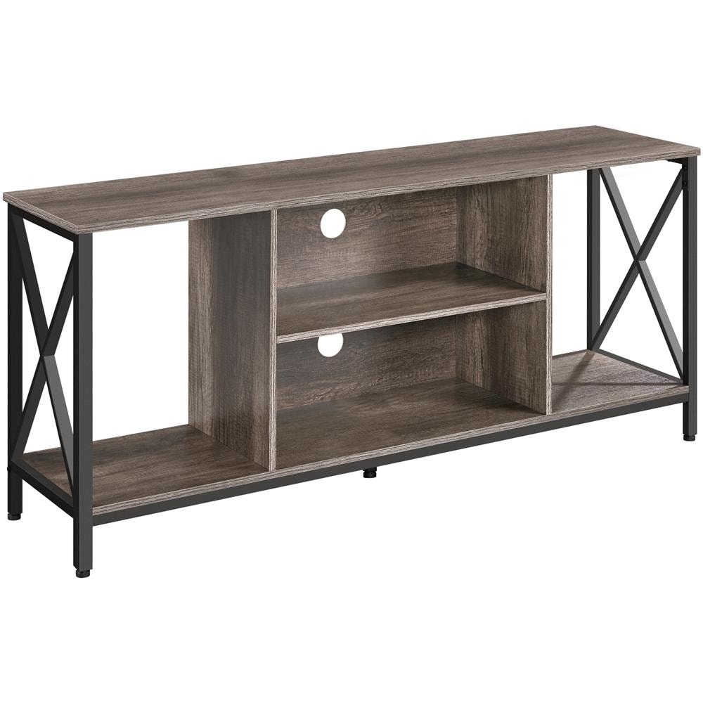 55-inch TV Stand with 5 Adjustable Shelves, Convertible Workbench, Rustproof Taupe Storage Cabinet