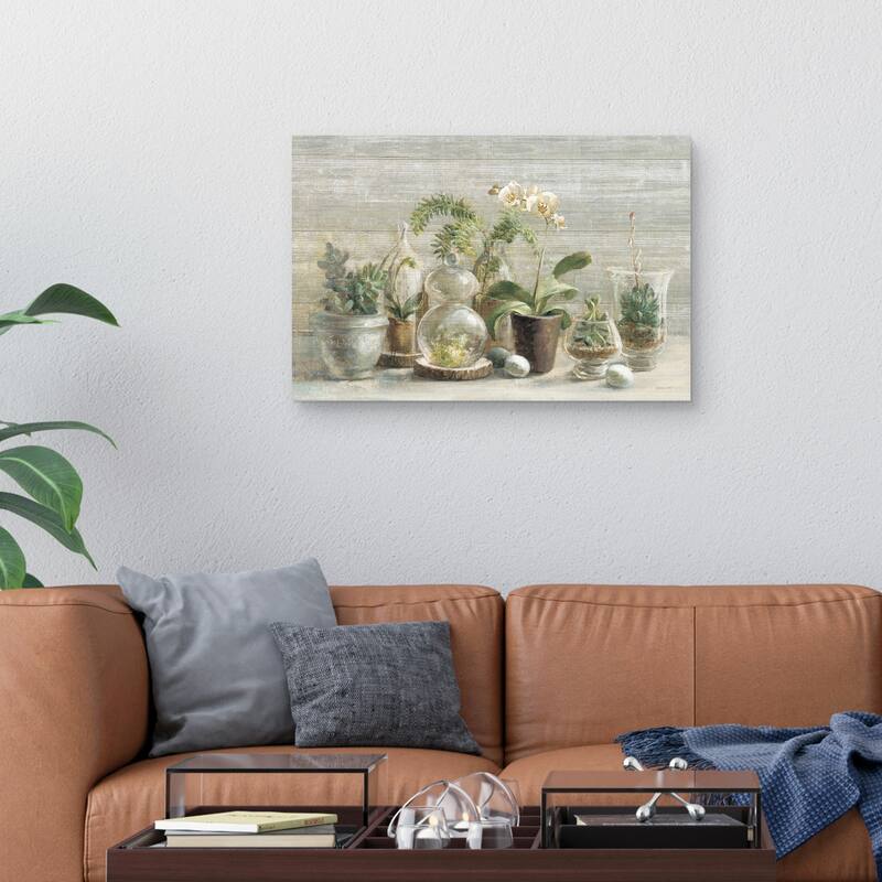 Greenhouse Orchids on Wood by Danhui Nai Canvas Art Print