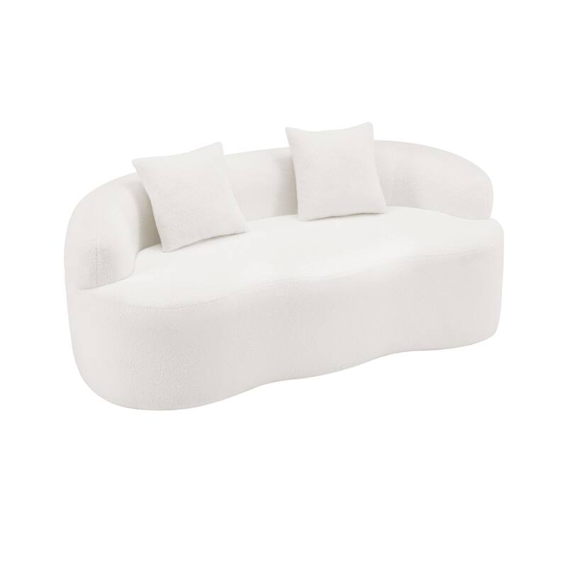 Cloud-like Curved Loveseat Sofa Teddy Fabric Compression Couch