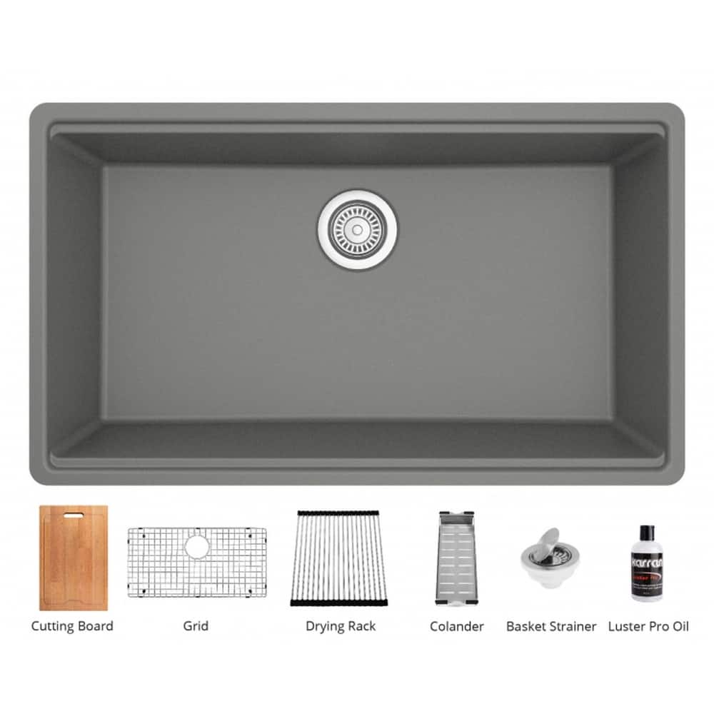 Karran USA QUWS-875 Undermount 32-1/2" Large Single Bowl