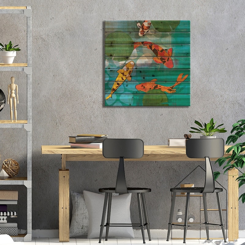 Lucky Koi II Print On Wood by Tandi Venter - Multi-Color