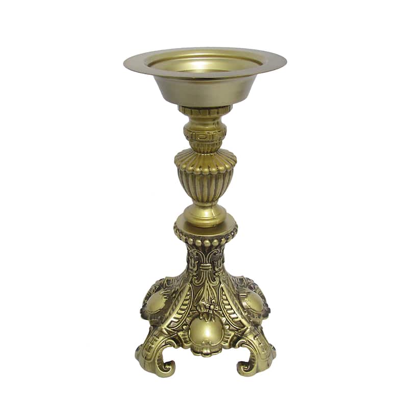 Royal Antique Vintage Candlestick Pillar Candle Holder Riser Centerpiece - 12.5" H x 6" D - Gold