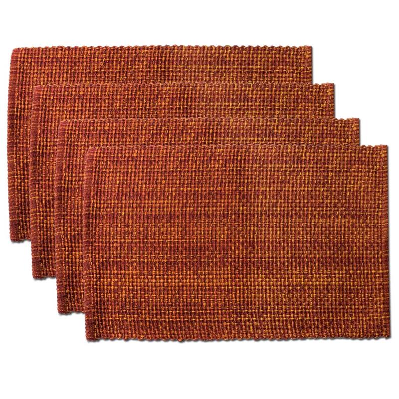Sweet Home Collection Two Tone Cotton Woven 13x19 Placemat Sets Rust (Set of 2, 4, or 6) - Set of 4