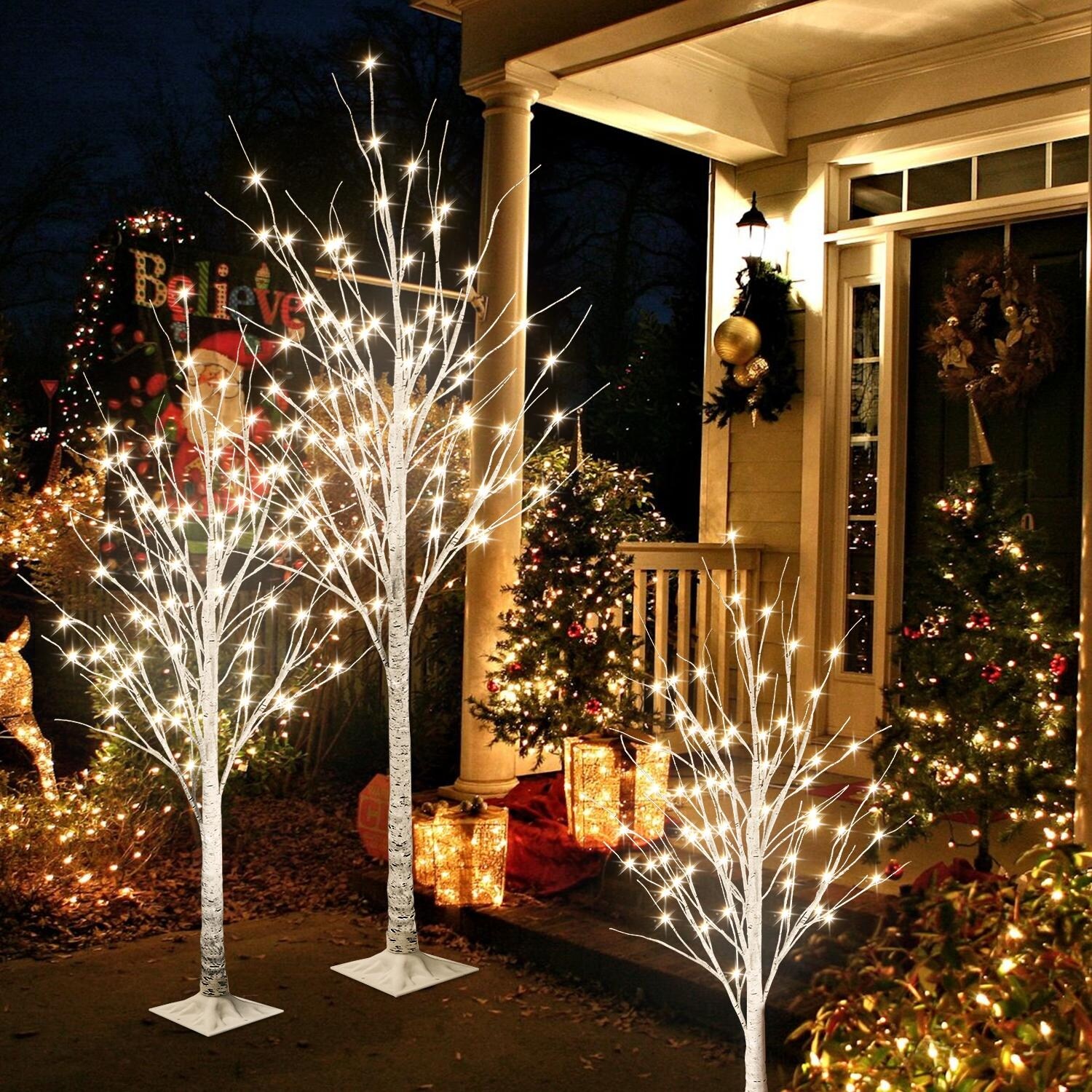Christmas birch tree with lights best sale