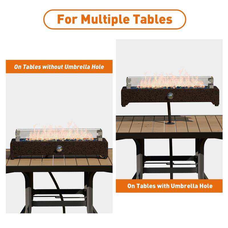 COSIEST 2-Piece Rectangular Tabletop Fire Pit,Outdoor Heater