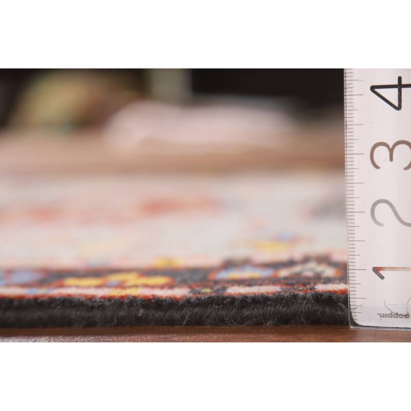 Geometric Grey Kazak Foyer Rug Hand-Knotted Wool Carpet - 3'0"x 5'0"