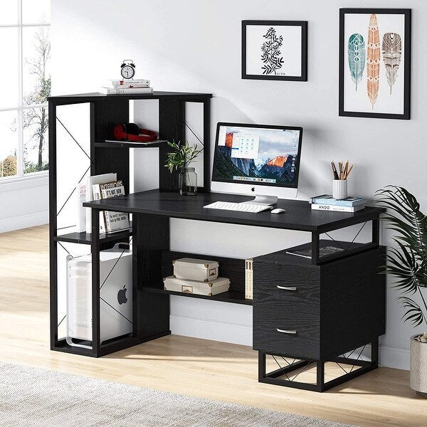 Tribesigns modern computer desk 47 inch shop office desk study computer table writing desk