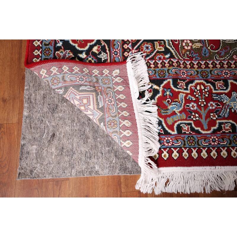 Animals Red Floral Kashan Turkish Area Rug Machine-Made Carpet - 9'7" x 12'8"
