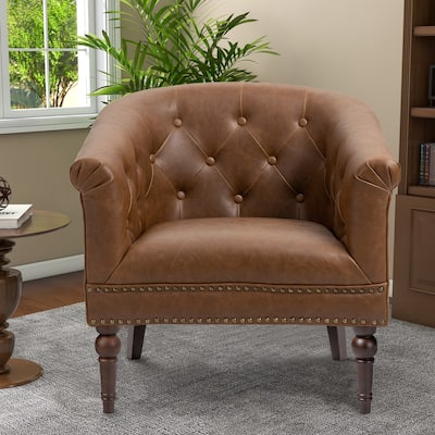 Modern PU Leather Armchair Tufted Accent Chair